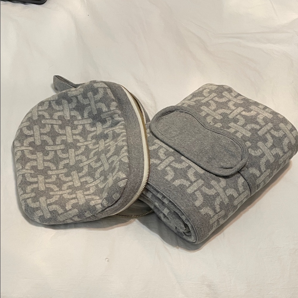 Pink lemonade, travel Blanket and eye mask Pouch Set